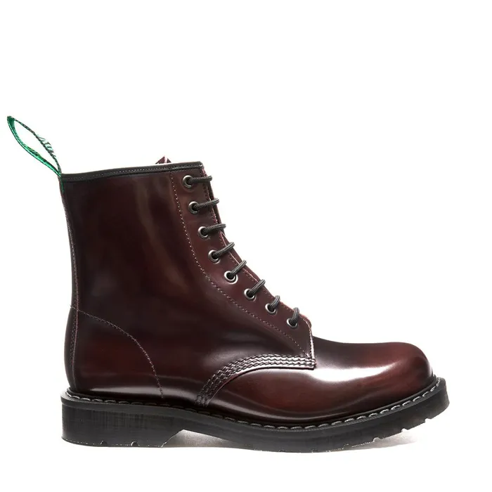 Men Solovair Derby Boots Burgundy RubOff 8 Eye Derby Boot