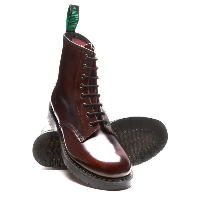 Men Solovair Derby Boots Burgundy RubOff 8 Eye Derby Boot