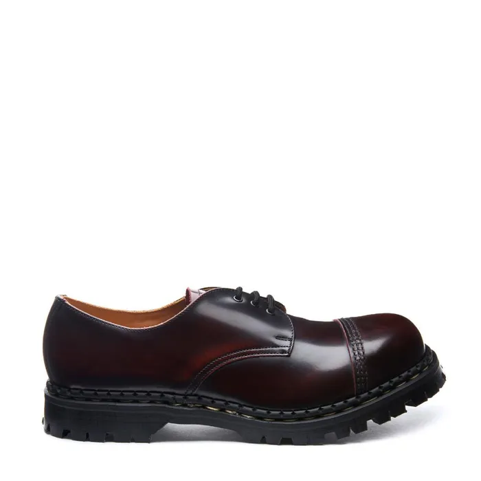 Men Solovair Gibson Shoes Burgundy RubOff Steel Toe Capped Gibson Shoe