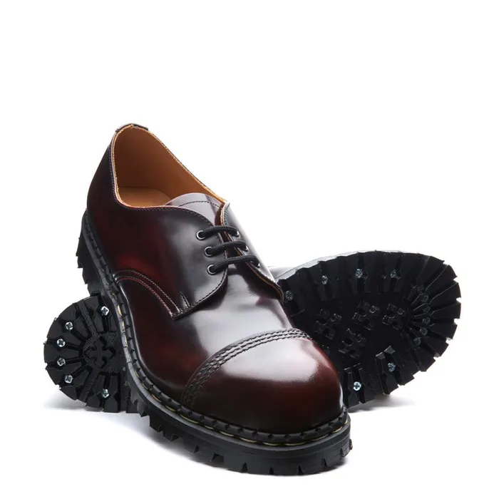 Men Solovair Gibson Shoes Burgundy RubOff Steel Toe Capped Gibson Shoe