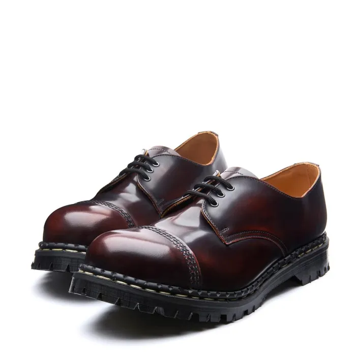 Men Solovair Gibson Shoes Burgundy RubOff Steel Toe Capped Gibson Shoe