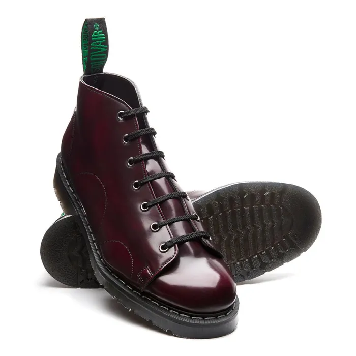 Men Solovair Monkey Boots Cherry Red RubOff Vegan HiShine Monkey Boot