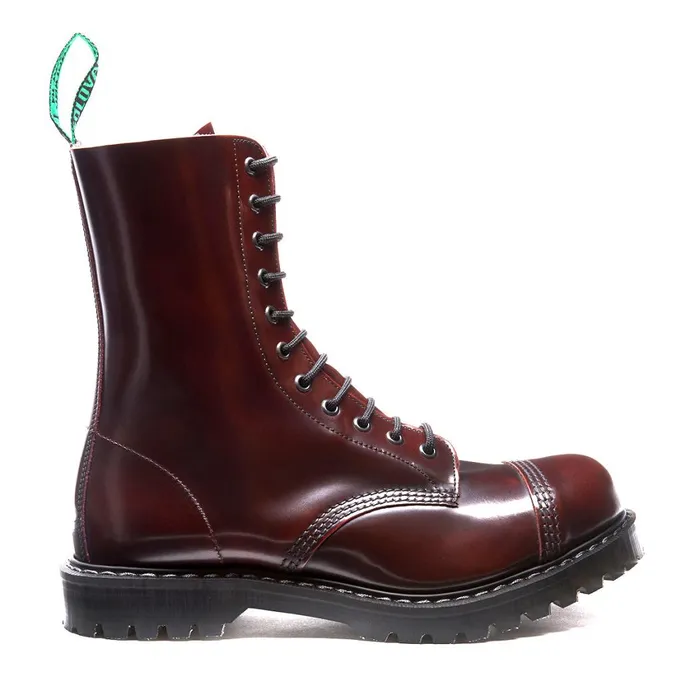 Men Solovair Steel Toe Boots Burgundy RubOff Steel Toe Derby Boot