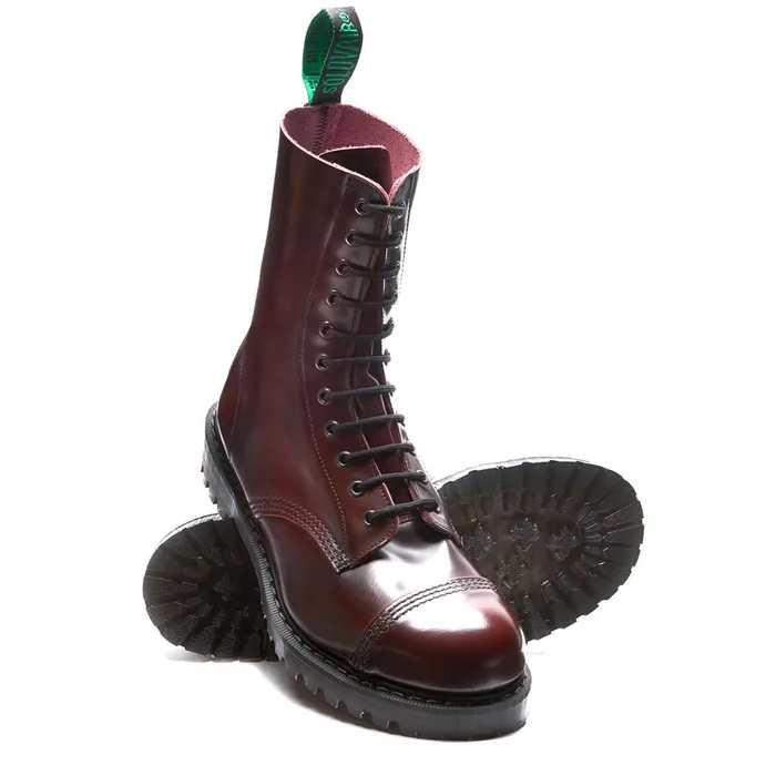 Men Solovair Steel Toe Boots Burgundy RubOff Steel Toe Derby Boot