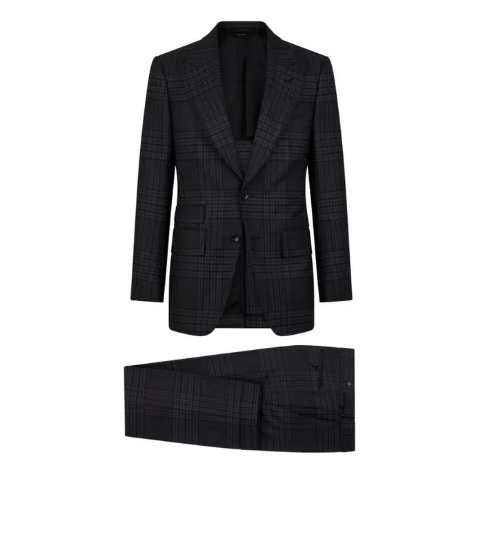 Men Suits Tom Ford Grand Check Shelton Suit Grey
