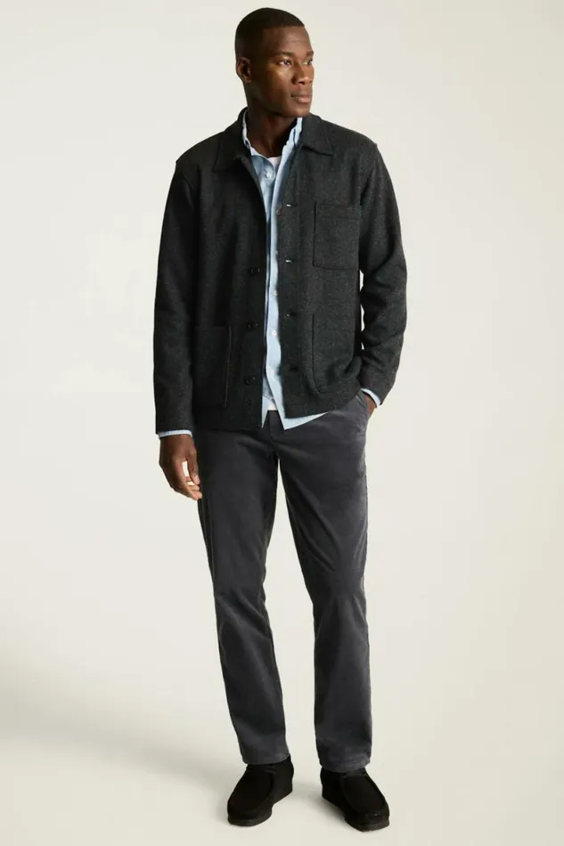 Men Sweater Chore Jacket Grey Navy Bonobos Overshirts