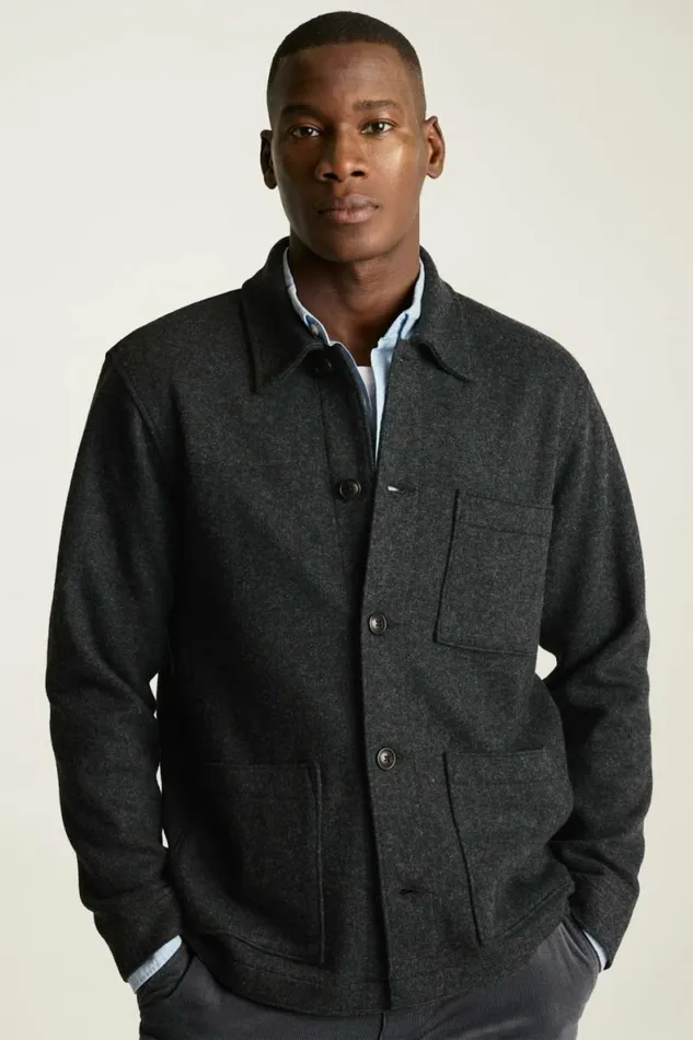 Men Sweater Chore Jacket Grey Navy Bonobos Overshirts