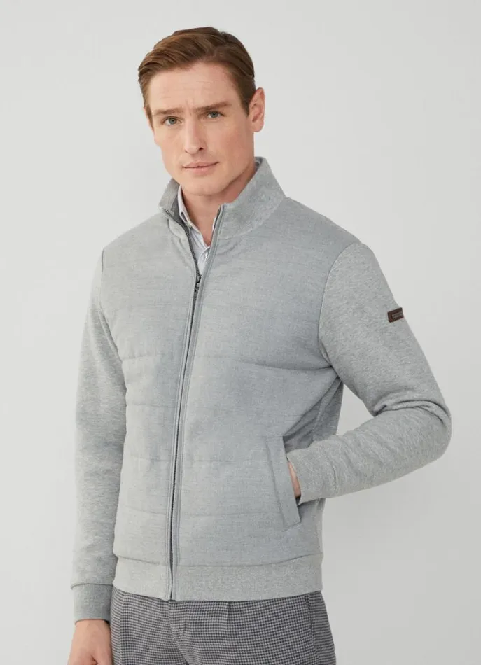 Men Sweatshirts Hackett London Classic Fit Full Zip Cardigan Marl Grey