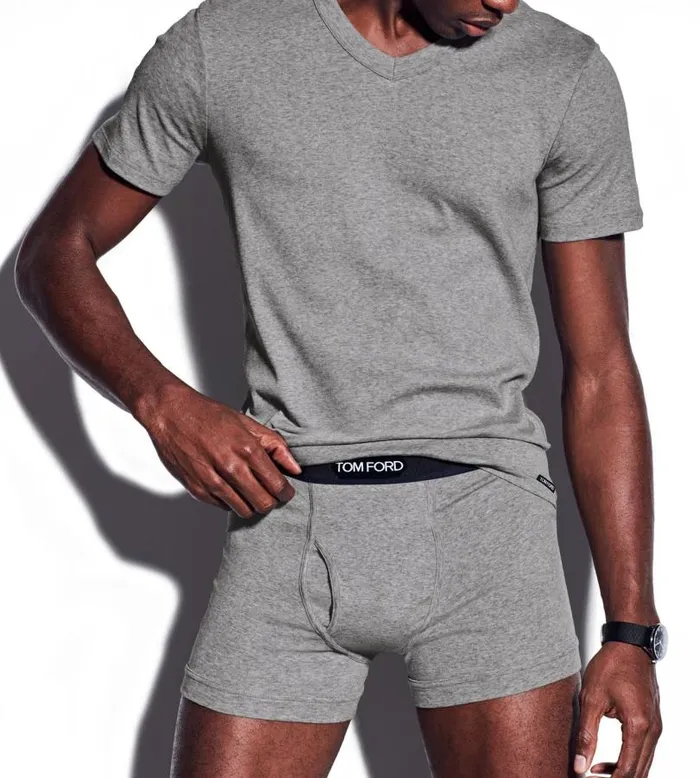Men TSHIRTS Tom Ford Cotton VNeck TShirt Grey