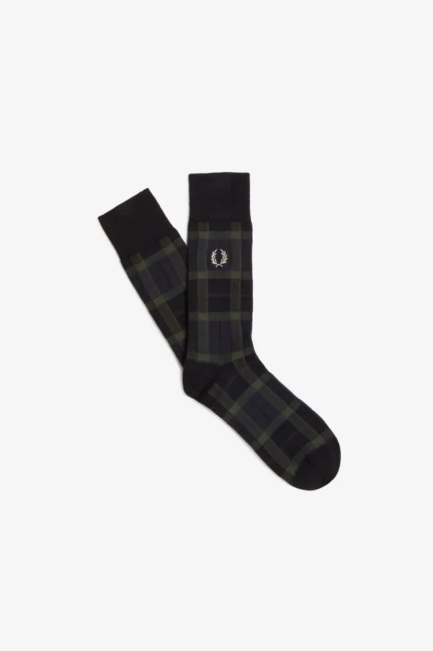Men Tartan Socks Field Greenlight Oyster Fred Perry Accessories