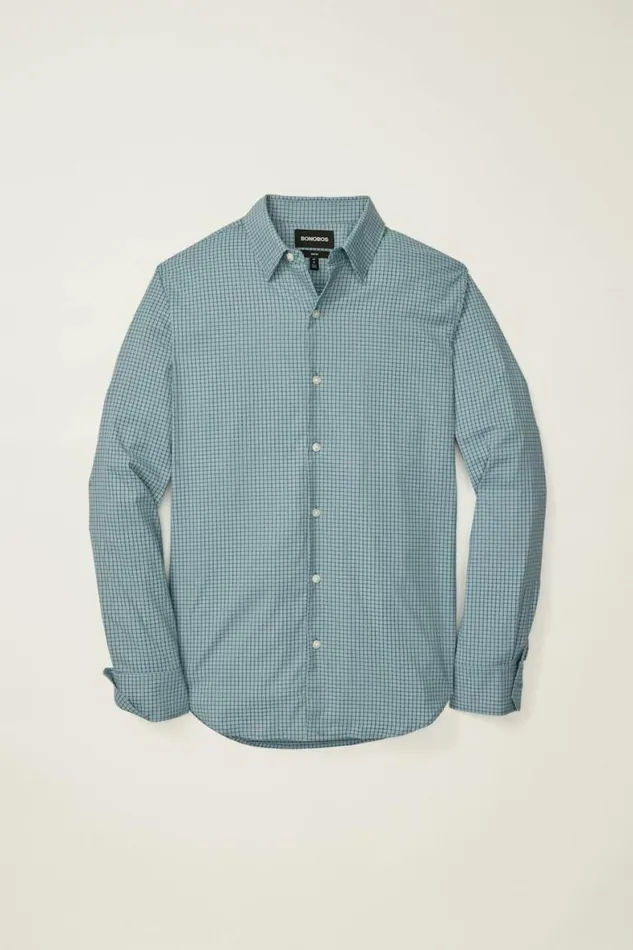 Men Tech Button Down Shirt Blue Landon Check Bonobos Casual Shirts
