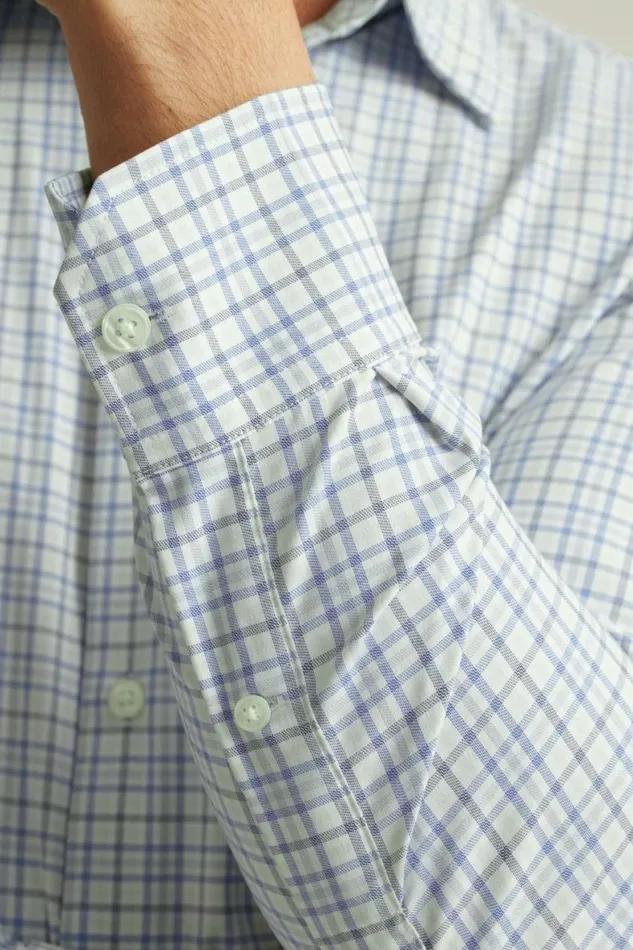 Men Tech Button Down Shirt Blue Multi Plaid Bonobos Business Casual Shirts