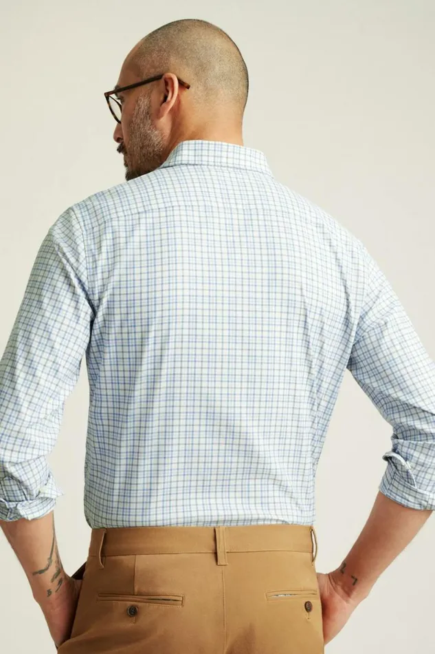 Men Tech Button Down Shirt Blue Multi Plaid Bonobos Business Casual Shirts