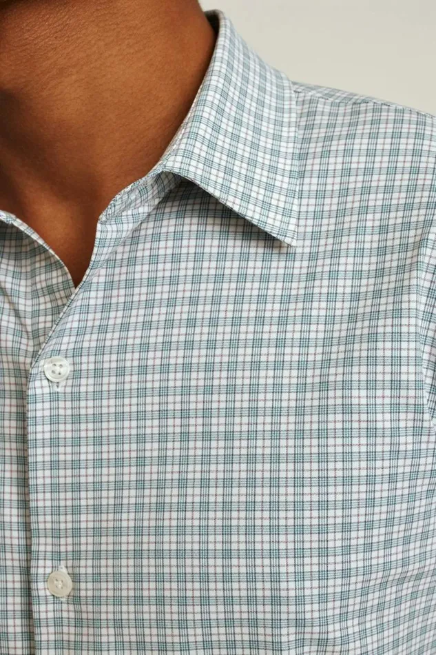 Men Tech Button Down Shirt Hydro Green Plaid Bonobos Business Casual Shirts