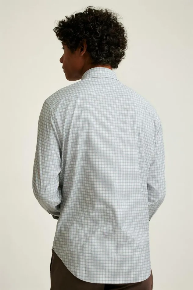 Men Tech Button Down Shirt Hydro Green Plaid Bonobos Business Casual Shirts