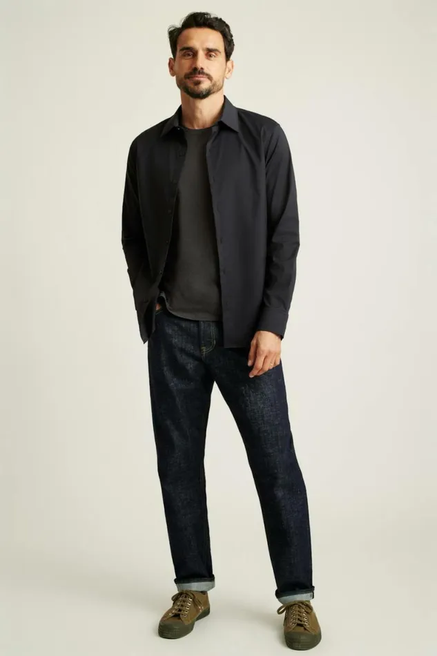 Men Tech Button Down Shirt Jet Black Bonobos Casual Shirts