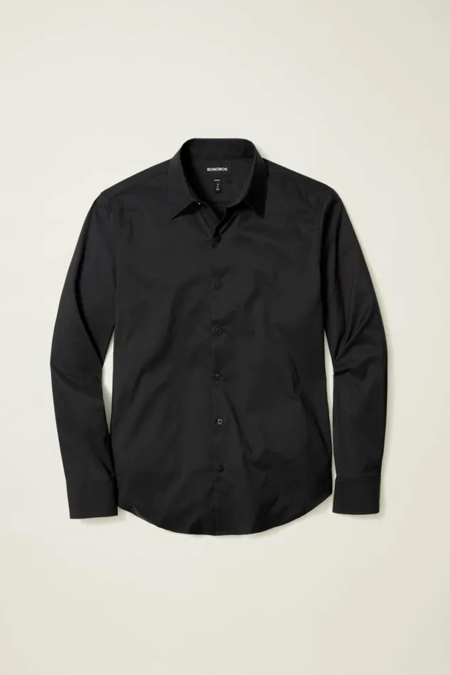 Men Tech Button Down Shirt Jet Black Bonobos Casual Shirts