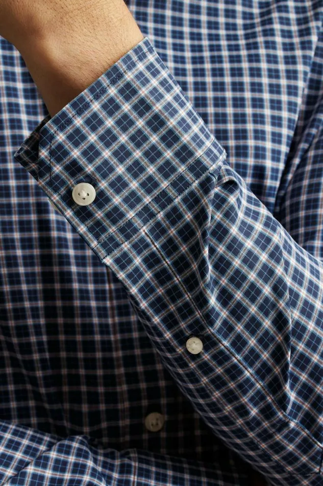 Men Tech Button Down Shirt Navy Regis Plaid Bonobos Business Casual Shirts