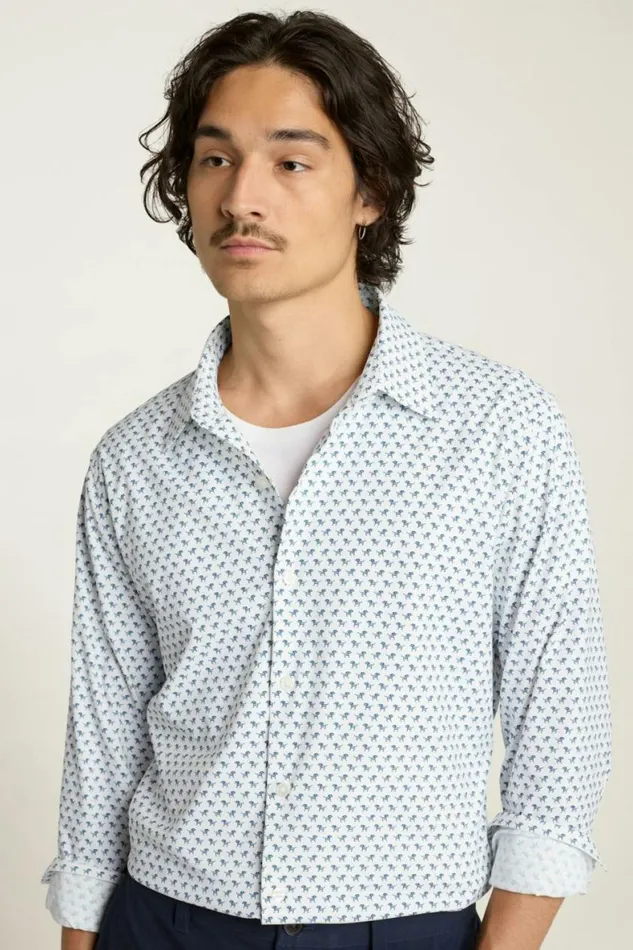 Men Tech Button Down Shirt White Robo Dog Bonobos Business Casual Shirts
