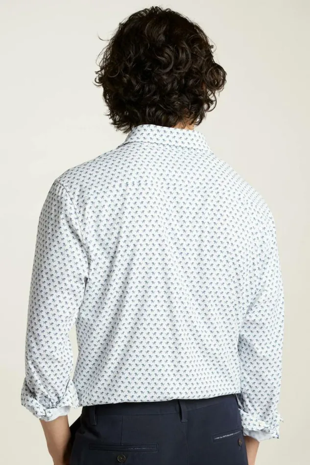 Men Tech Button Down Shirt White Robo Dog Bonobos Business Casual Shirts