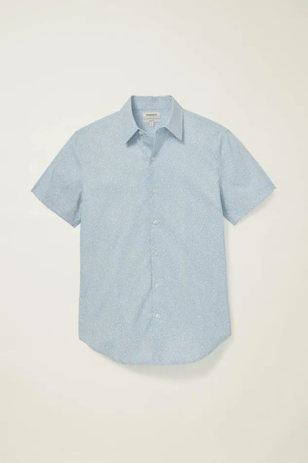 Men Tech Short Sleeve Shirt Light Blue Bordeta Floral Bonobos Short Sleeve Shirts