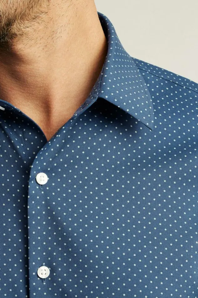 Men Tech Short Sleeve Shirt Navy Seafoam Dot Bonobos Short Sleeve Shirts