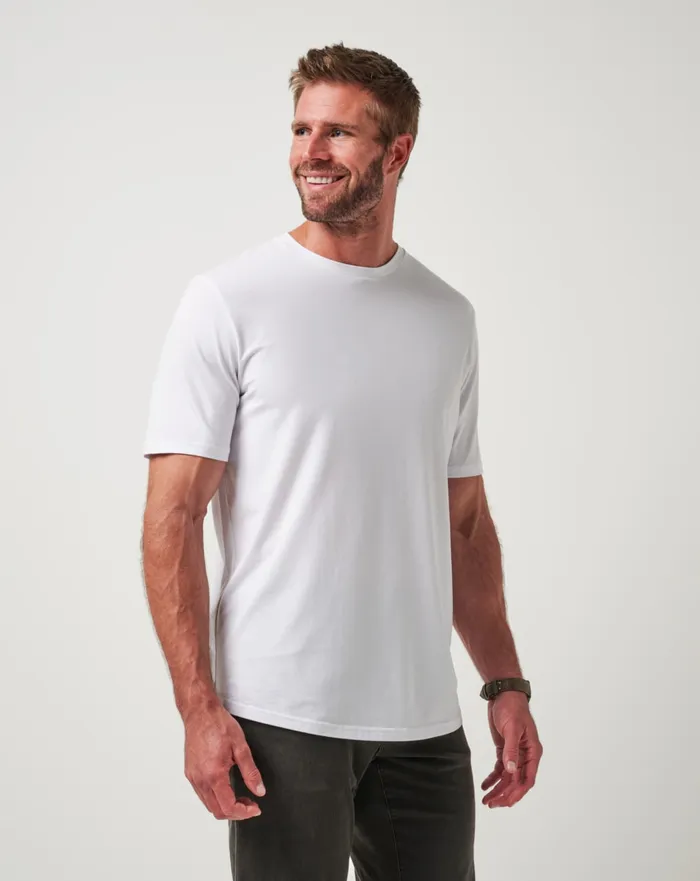 Men Tees TravisMathew CLOUD CREW TEE White