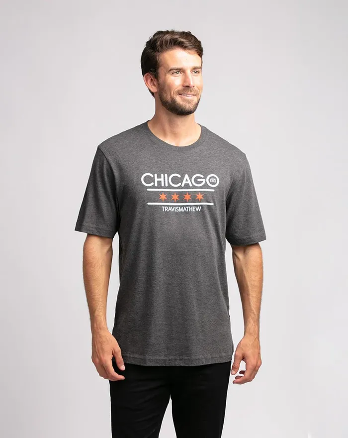 Men Tees TravisMathew MODERNIST TEE Heather Grey Pinstri