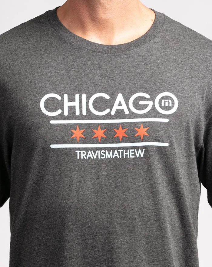 Men Tees TravisMathew MODERNIST TEE Heather Grey Pinstri
