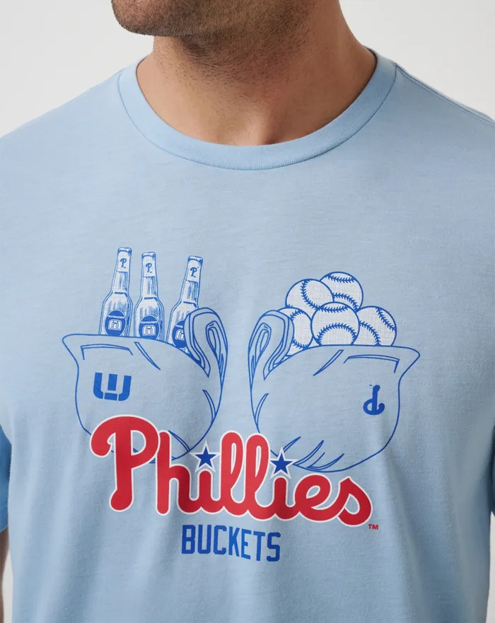 Men Tees TravisMathew PHILADELPHIA PHILLIES STRIKE TWO TEE Heather Blue