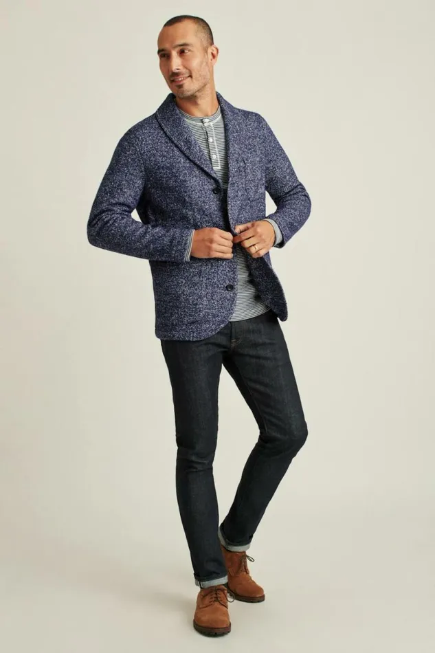 Men The Cozy Shacket Navy Marl Bonobos Jackets and Coats