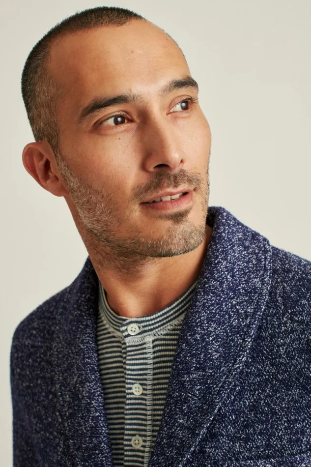Men The Cozy Shacket Navy Marl Bonobos Jackets and Coats