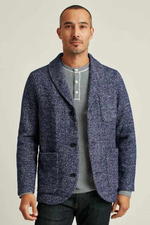 Men The Cozy Shacket Navy Marl Bonobos Jackets and Coats