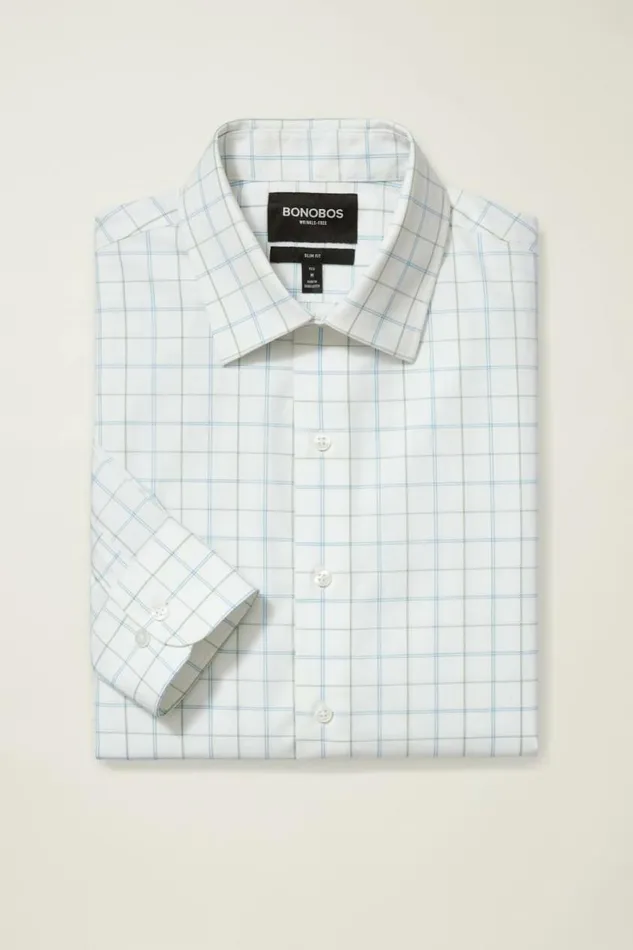 Men The Desk To Dinner Shirt Blue Green Windowpane Bonobos Business Casual Shirts