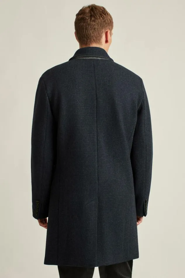 Men The Italian Wool Top Coat Navy Charcoal Houndstooth Bonobos Jackets and Coats