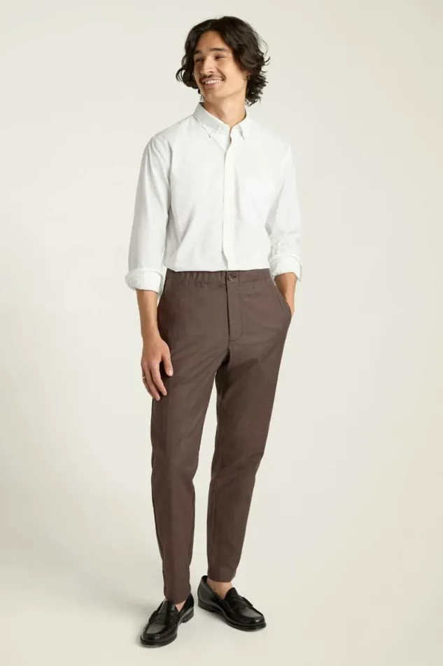 Men The Off Duty Pant Chocolate Brown Herringbone Bonobos Seasonal Pants