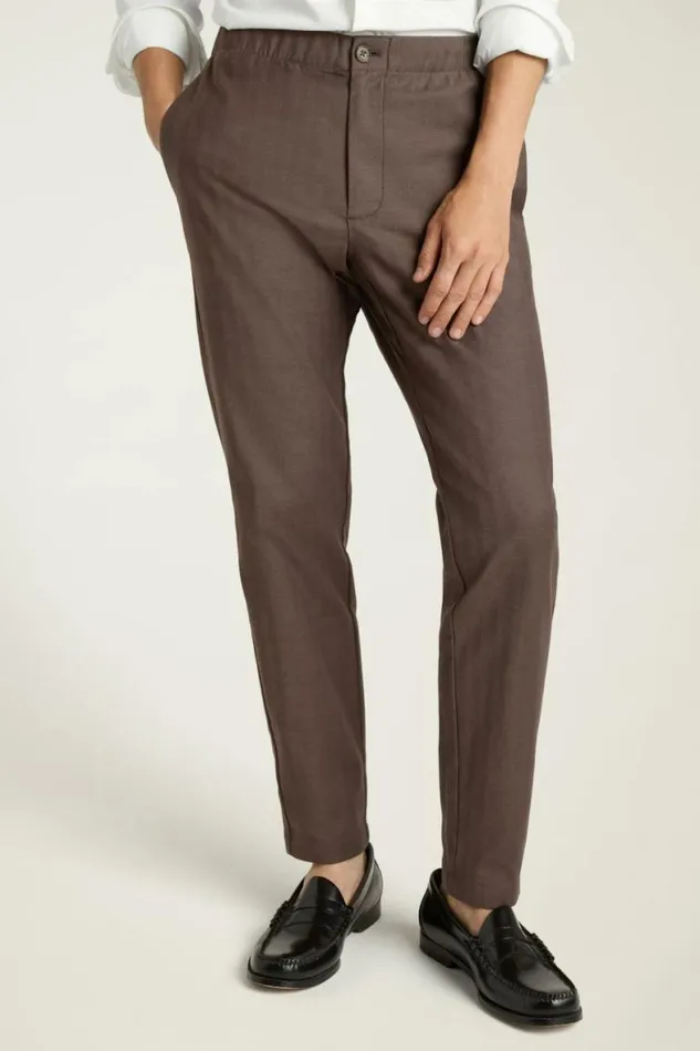 Men The Off Duty Pant Chocolate Brown Herringbone Bonobos Seasonal Pants