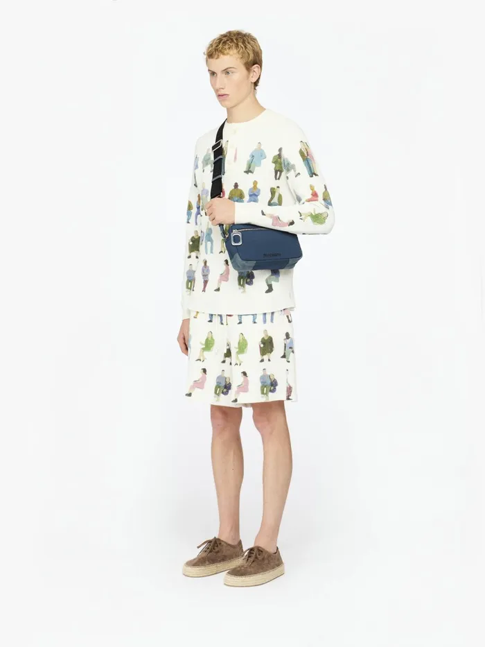 Men Tops and Shirts JW Anderson PRINTED WAFFLE HENLEY TOP White Men Tops and Shirts JW Anderson PRINTED WAFFLE HENLEY TOP White
