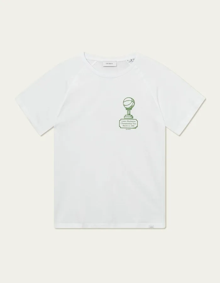 Men Tournament TShirt 8211 WhiteVintage Green Les Deux Tshirts