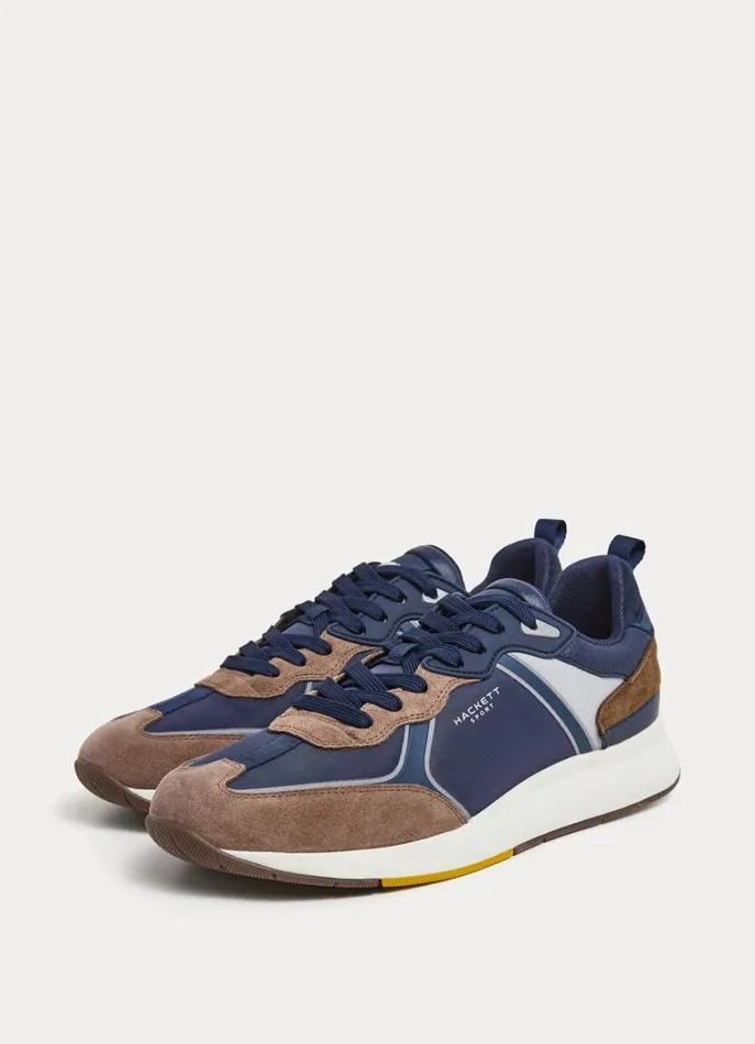 Men Trainers Hackett London Running Shoes Sand Beige