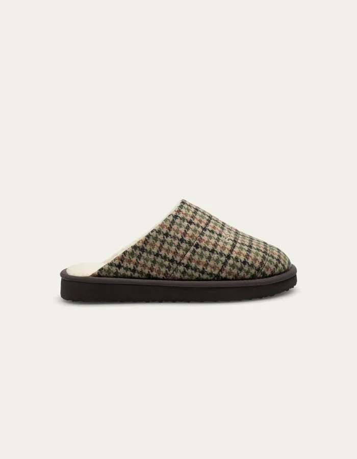 Men Truman Houndstooth Padded Slipper 8211 Warm SandBlack Les Deux Shoes