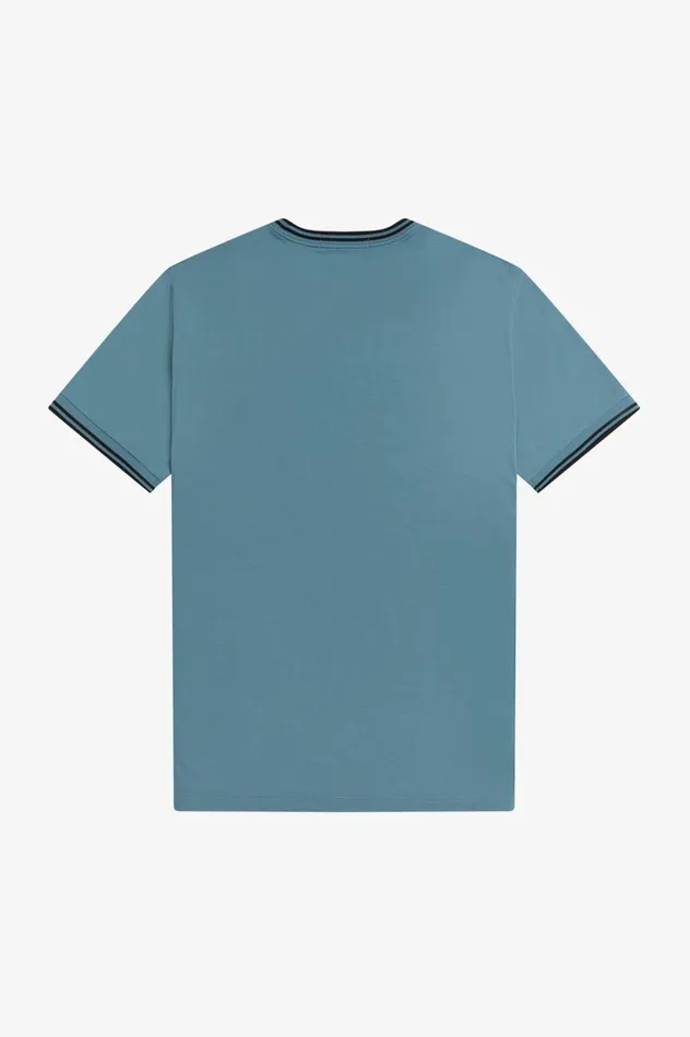 Men Twin Tipped TShirt Ash Blue Fred Perry TShirts