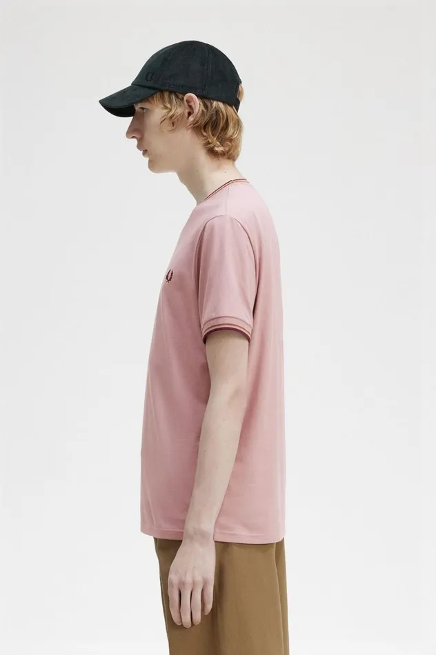 Men Twin Tipped TShirt Dusty Rose Pink Fred Perry TShirts