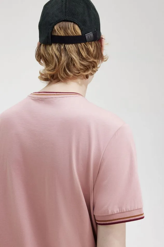 Men Twin Tipped TShirt Dusty Rose Pink Fred Perry TShirts