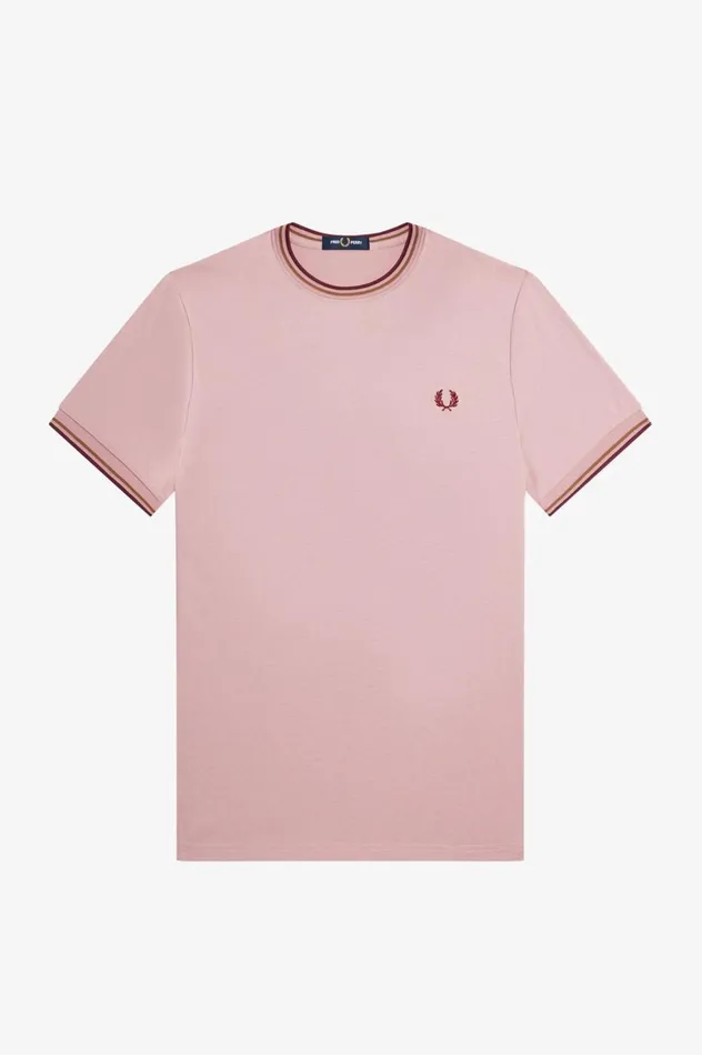 Men Twin Tipped TShirt Dusty Rose Pink Fred Perry TShirts