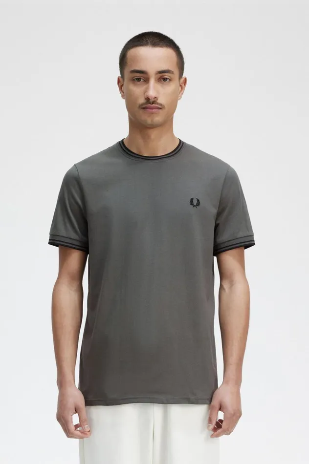 Men Twin Tipped TShirt Field Green Fred Perry TShirts