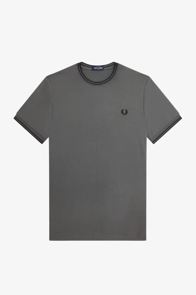 Men Twin Tipped TShirt Field Green Fred Perry TShirts