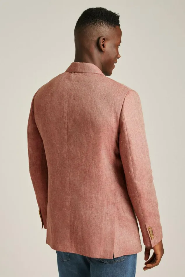Men Unconstructed Italian Blazer Red Herringbone Bonobos Blazers and Sport Coats