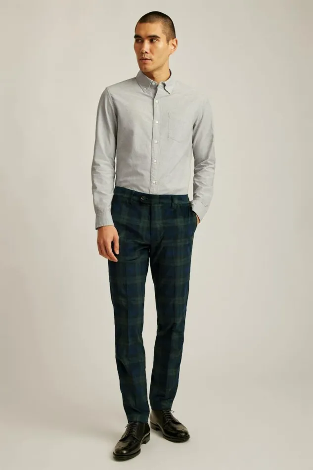 Men Velvet Trousers Blackwatch Plaid Bonobos Dress Pants