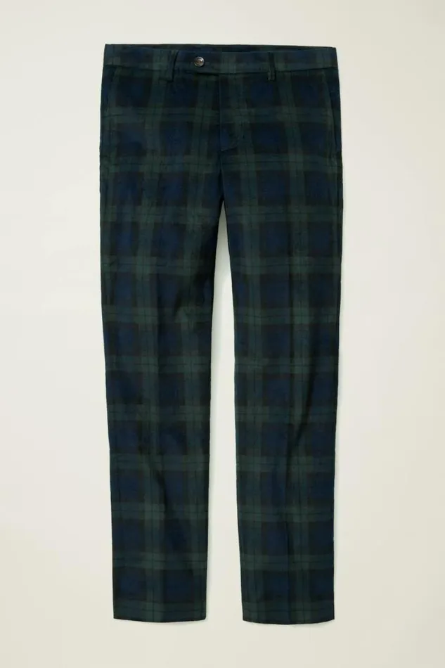 Men Velvet Trousers Blackwatch Plaid Bonobos Dress Pants